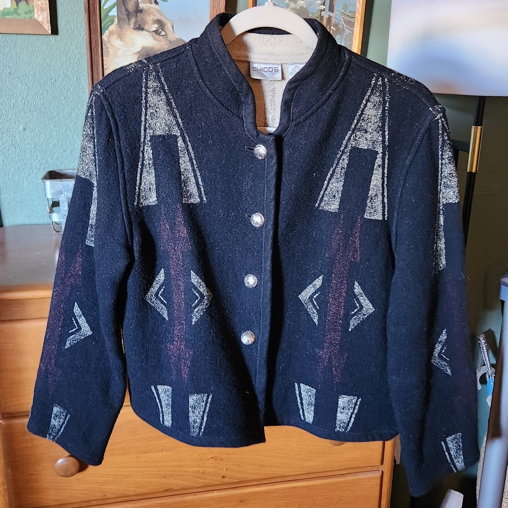 Black Geometric Pattern Jacket